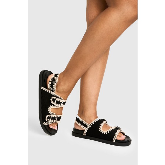 Contrast Stitch Woven Dad Sandals