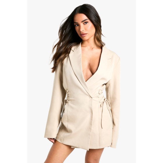 Petite Lace Up Side Blazer Dress
