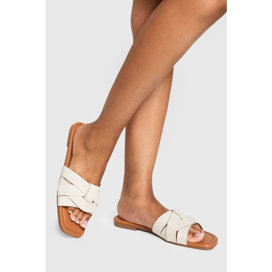 Linen Woven Basic Mule Sandals