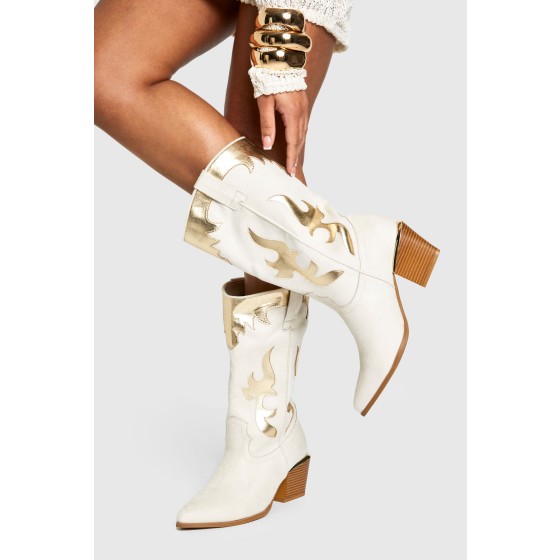 Gold Suede Western Boots