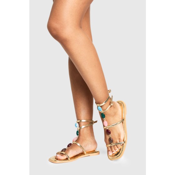 Wide Fit Beaded Gladiator Sandals