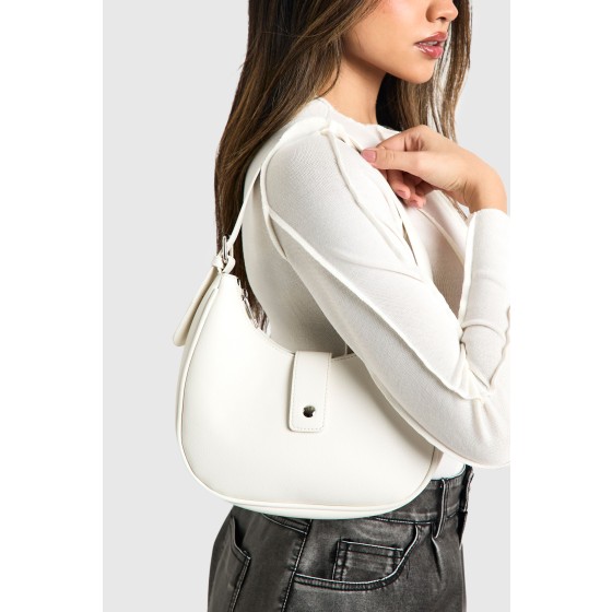 Half Moon Leather Look Shoulder Bag
