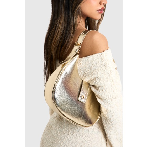Half Moon Leather Look Shoulder Bag