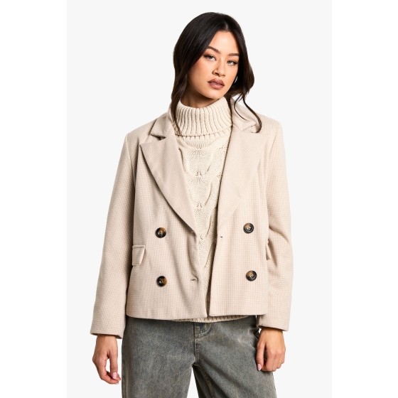 Petite Wool Look Double Breasted Blazer