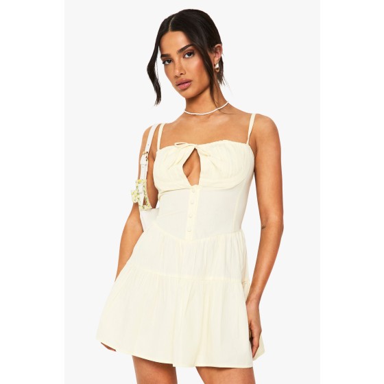Petite Cup Strappy Mini Skater Dress