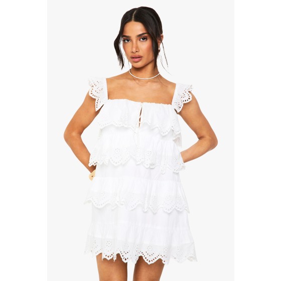 Petite Crochet Frill Mini Dress