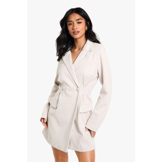 Petite Herringbone Tailored Fitted Blazer Dress