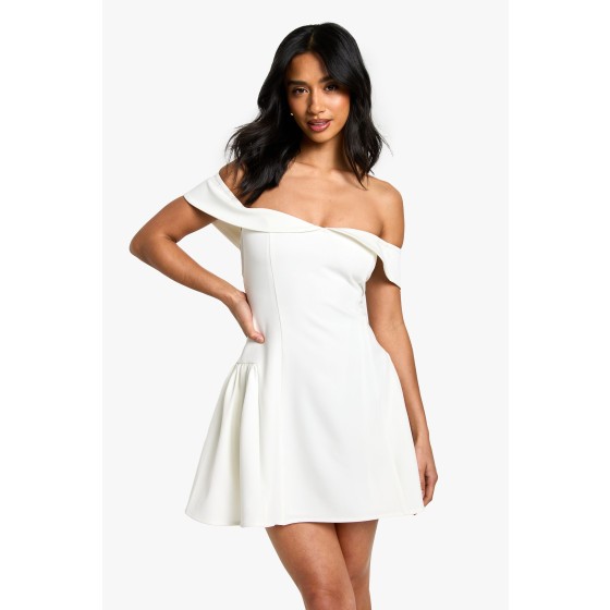 Petite Bardot Foldover Skater Dress