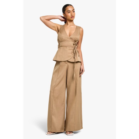 Petite Linen Look Tailored Trouser