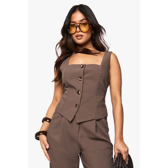Petite Essential Square Neck Waistcoat