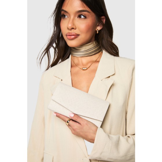 Structured Linen Clutch Bag & Chain