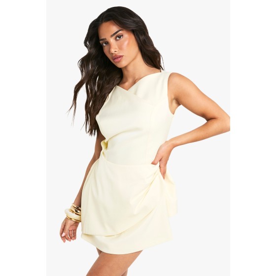 Petite Tailored Cowl Detail Wrap Mini Dress