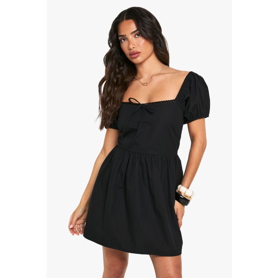 Petite Cotton Poplin Puff Sleeve Mini Dress