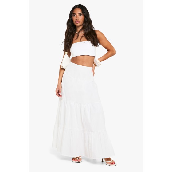 Petite Cotton Poplin Tiered Maxi Skirt