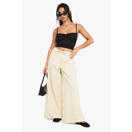 Petite Stripe Linen Look Trousers