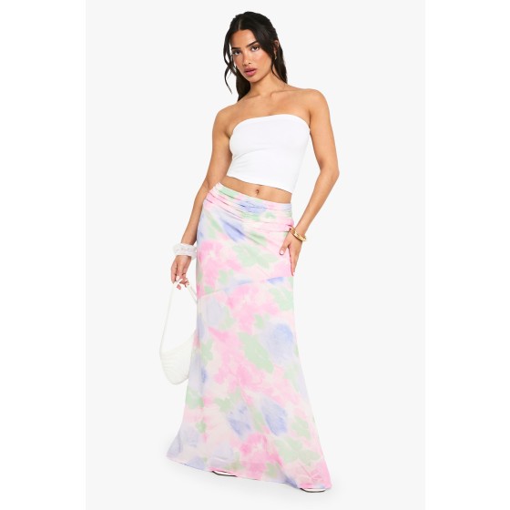 Petite Floral Print Chiffon Maxi Skirt