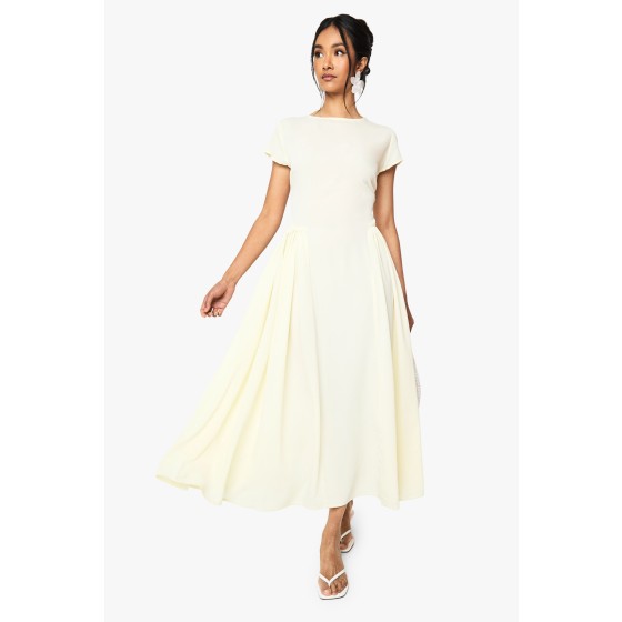 Petite Textured Volume Skirt Midaxi Dress