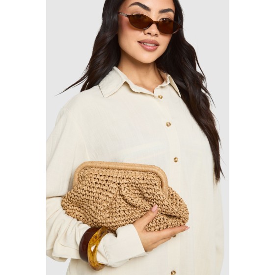 Raffia Slouchy Clutch Bag