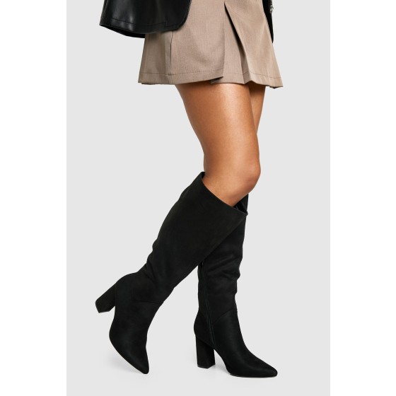Wide Fit Faux Suede Knee High Boots
