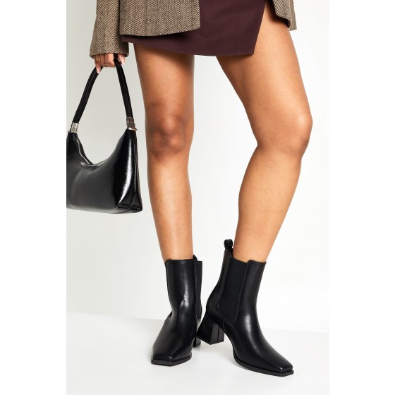 Wide Fit Flared Stacked Heel Chelsea Boots