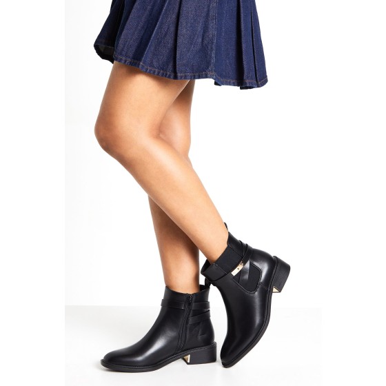 Wide Fit Gold Buckle Chelsea Boots
