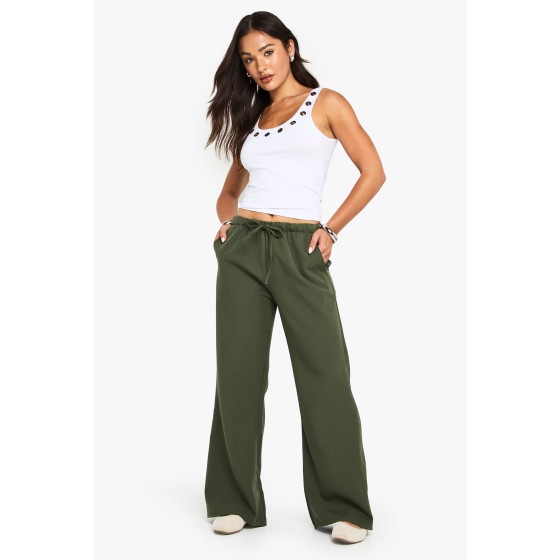 Petite Woven Elasticated Waist Straight Leg Trousers