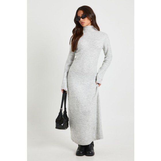 Petite Roll Neck Super Soft Knitted Maxi Dress