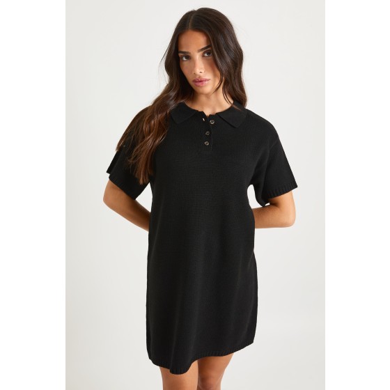 Petite Collared Button Down Oversized Knitted Dress