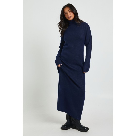 Petite Super Soft High Neck Knitted Maxi Dress