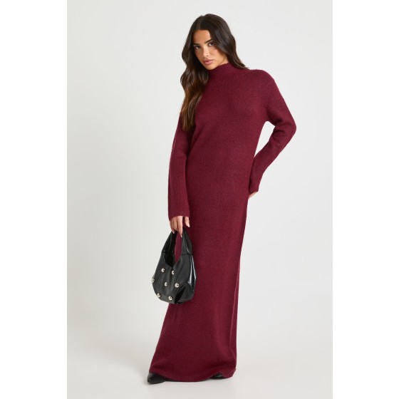 Petite Super Soft High Neck Knitted Maxi Dress