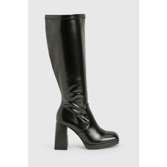 Wide Fit Platform Block Heel Knee High Boots