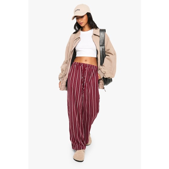 Petite Pinstripe Wide Leg Drawcord Waist Trousers