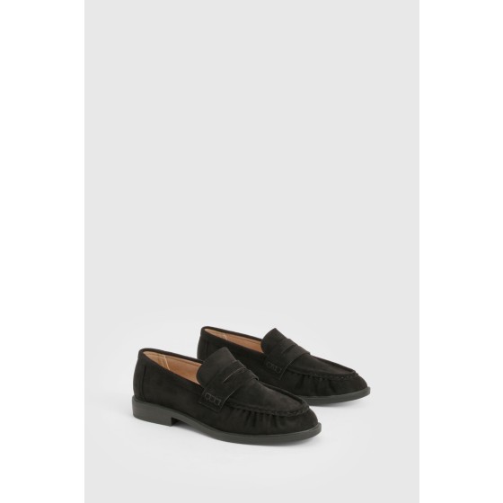 Wide Fit Faux Suede Ruched Loafers