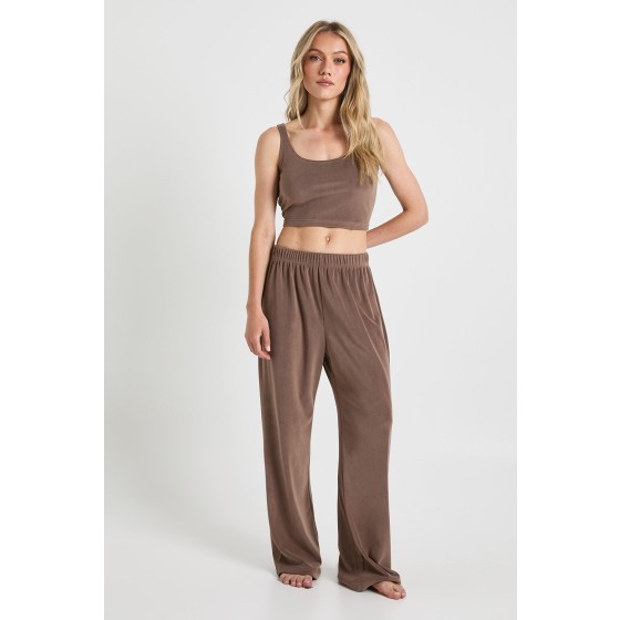 Petite Velour Fleece Cami Top & Wide Leg Trousers Lounge Set
