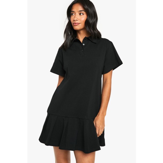 Petite Cotton Pleated Hem T-Shirt Mini Dress