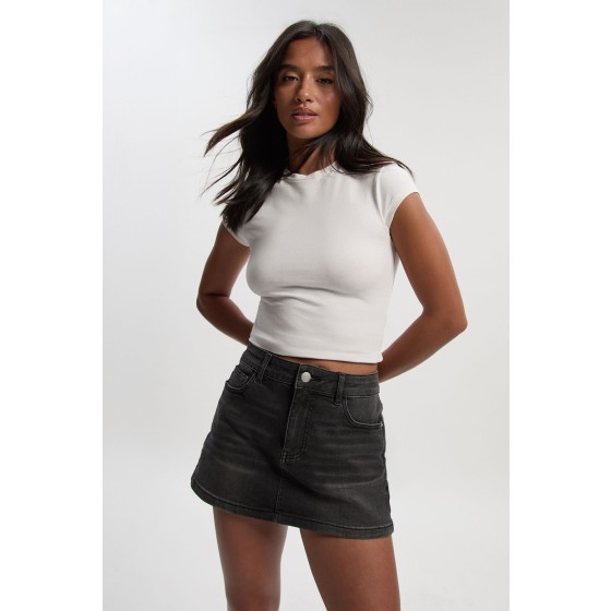 Petite Y2K Denim Skirt With Back Pockets