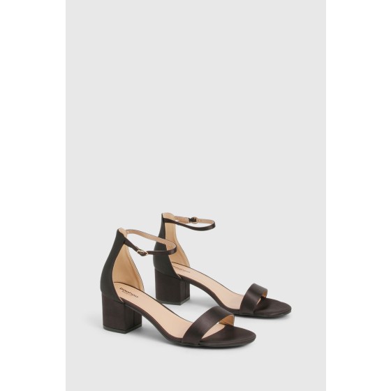 Wide Fit Satin Low Block 2 Part Heels