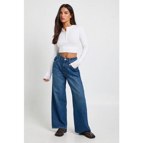 Petite Basics High Waist Wide Leg Jean