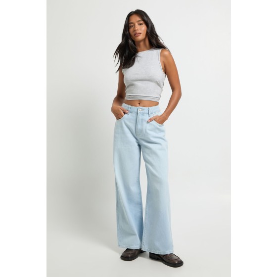 Petite Boohoo Basics High Waist Wide Leg Jean