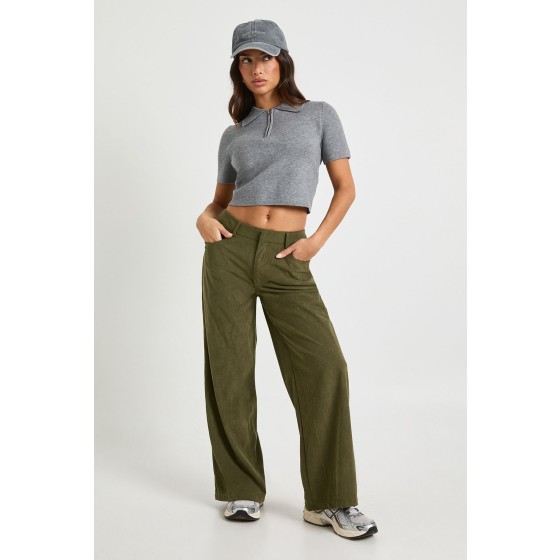 Petite Cord Cinch Waist Wide Leg Trouser