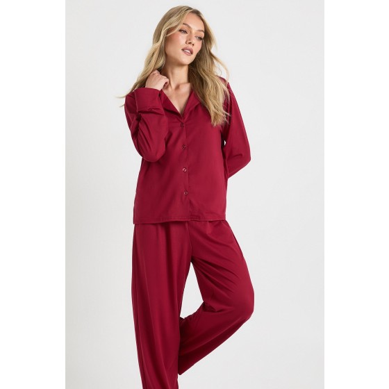 Petite Soft Touch Button Through Shirt and Trouser Pyjama Set