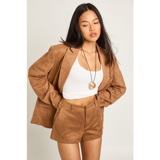 Petite Faux Suede Tailored Mini Shorts