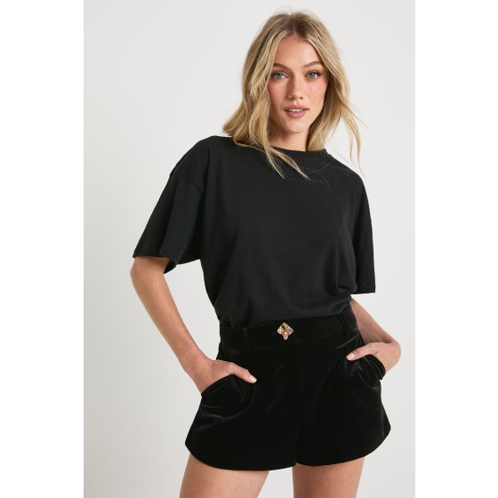 Petite Velvet Tailored Shorts