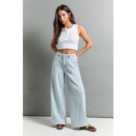The Petite Mid Waist Wide Leg Jean