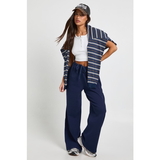 Petite Rib Wide Leg Trouser