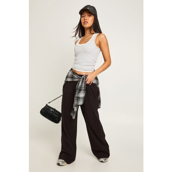 Petite Rib Wide Leg Trouser