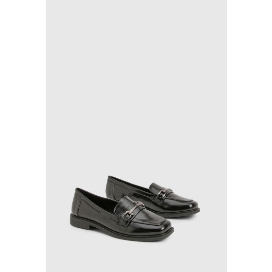Wide Fit Hardware Detail Loafers