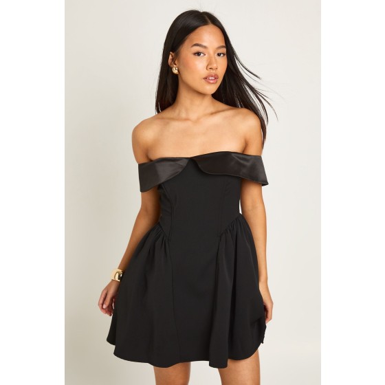 Petite Off The Shoulder Skater Mini Dress