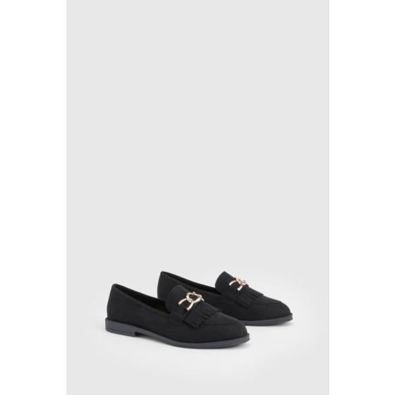 Wide Fit Faux Suede Chain Detail Loafer