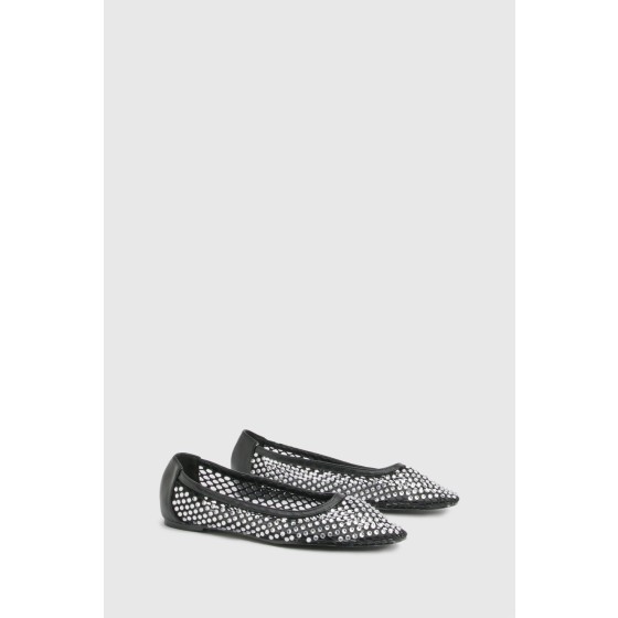 Diamante Mesh Ballet Flats